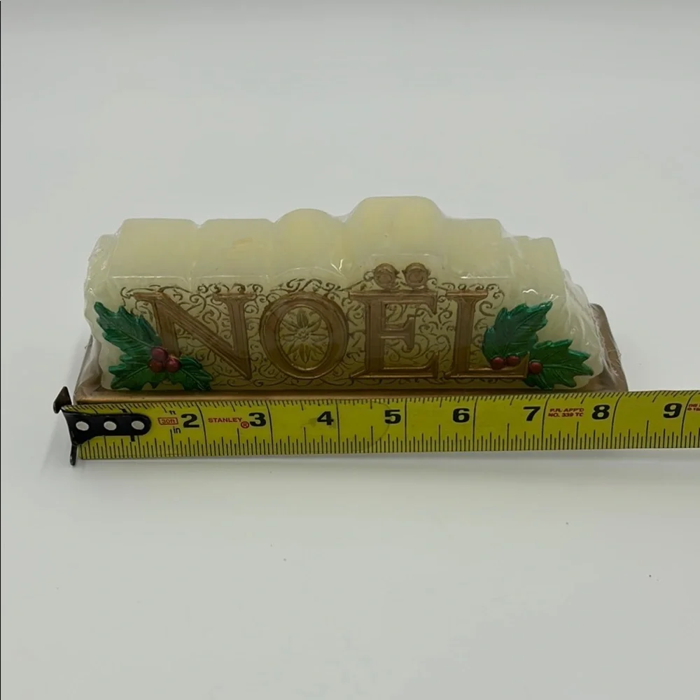 Vintage Christmas Candle Gold and Cream NOEL Decorative Holiday New